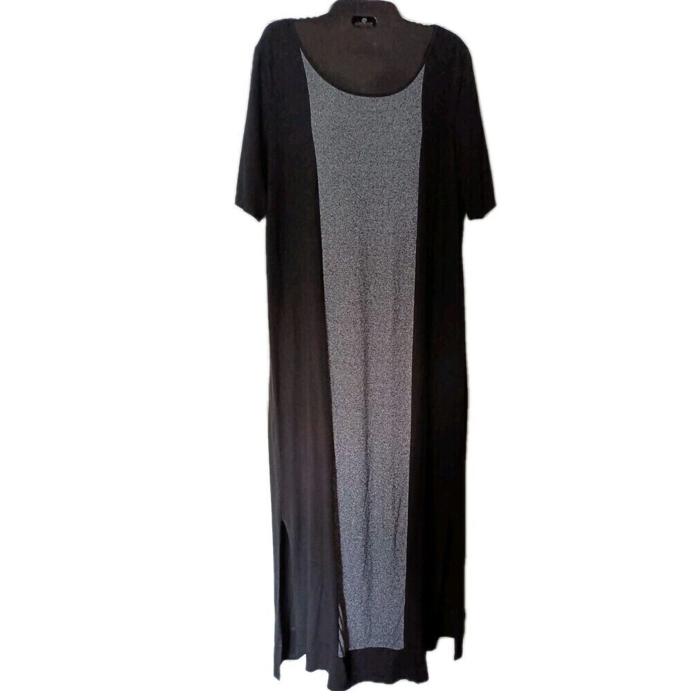 J Jill Wearever Collection Maxi Dress Size Medium Black Gray Colorblock  Career